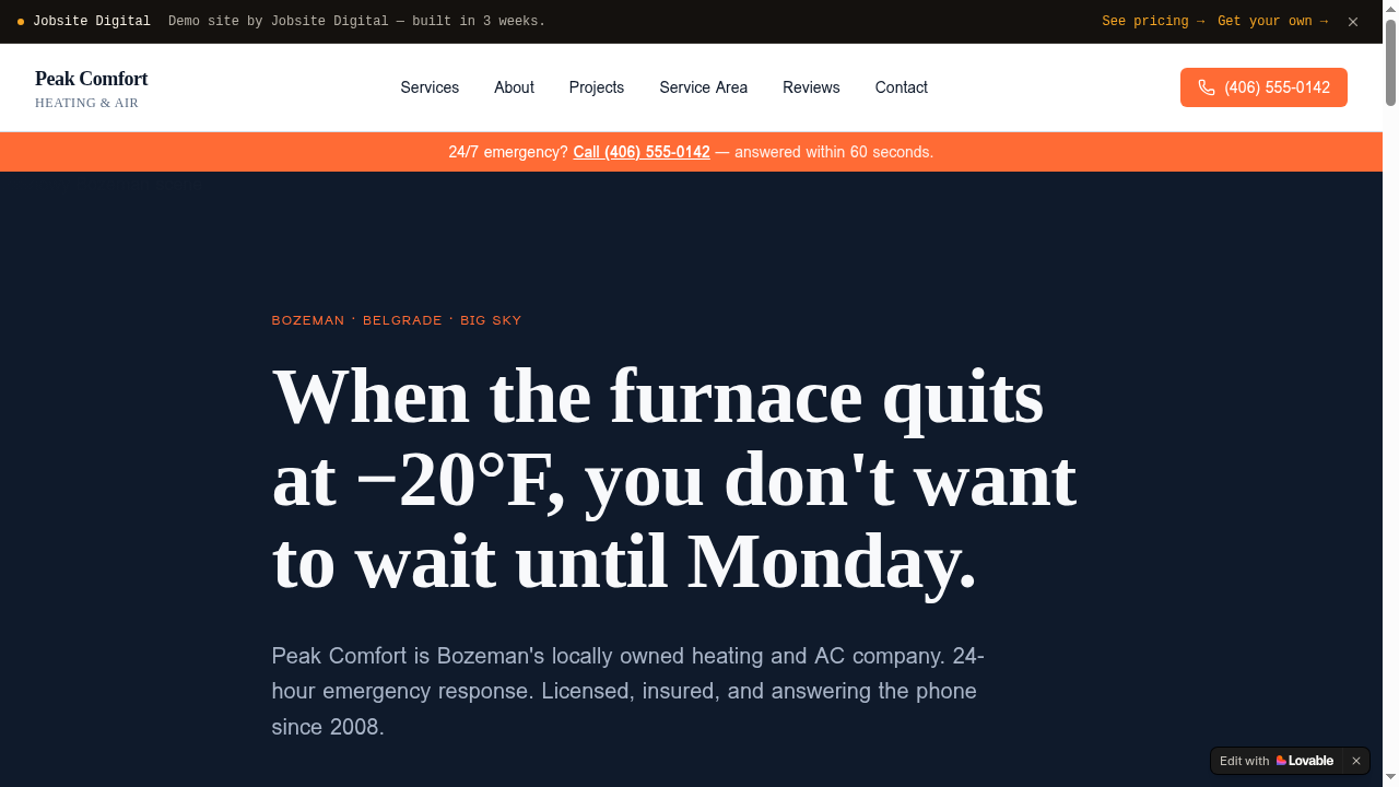 Peak Comfort Heating & Air site preview